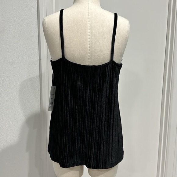 Andrea Jovine Black Velvet Tank Top with Lace Trim - M - Picture 4 of 10